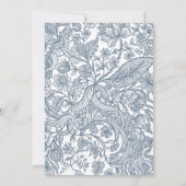 Invitation Dusty Blue & White Line Art Fleur sauvage Floral (Dos)