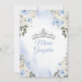 Invitation Dusty Blue & White Mis Quince 15 Anos Argent Crown (Dos)