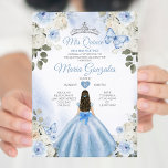 Invitation Dusty Blue & White Mis Quince 15 Anos Argent Crown<br><div class="desc">Quinceañera Dusty Blue & White Silver Crown Invitation Mis Quince 15 Anos,  16e anniversaire, </div>