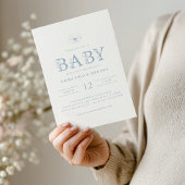 Invitation Dusty Blue Wildflower Baby Shower All-in-One