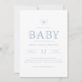 Invitation Dusty Blue Wildflower Baby Shower All-in-One (Devant)