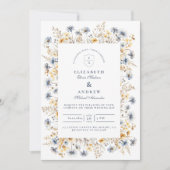 Invitation Dusty Blue Wildflower Meadow Wedding (Devant)