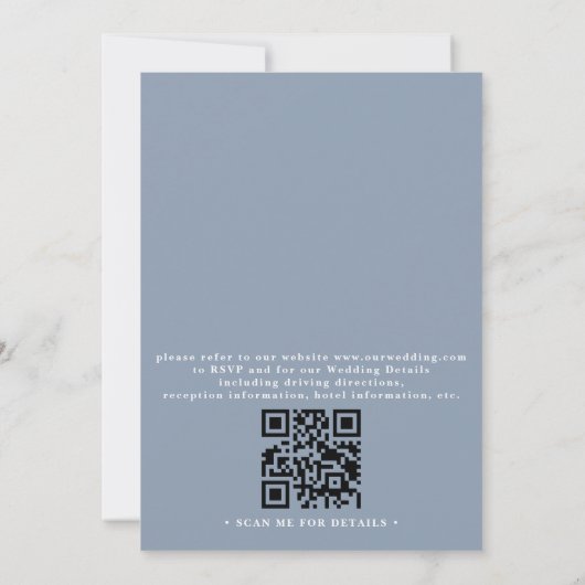 Invitation Dusty Blue Wildflower Rustic Boho QR Code Wedding (Dos)