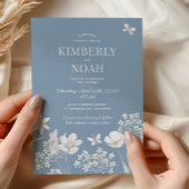 Invitation Dusty blue wildflowers boho wedding