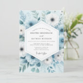 Invitation Dusty Blue Winter Bloom Wedding (Debout devant)
