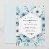 Invitation Dusty Blue Winter Bloom Wedding (Devant / Derrière)