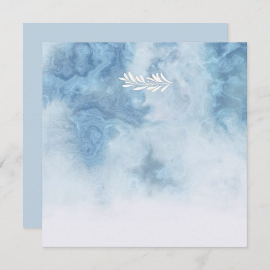 Invitation Dusty Blue Winter Script Calligraphie White Branch (Devant / Derrière)