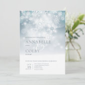 Invitation Dusty Blue Winter Snow Modern Wedding (Debout devant)