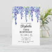 Invitation Dusty Blue Wisteria Floral Greenery 70e anniversai (Debout devant)