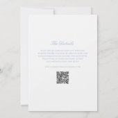 Invitation Dusty Blue Wreath Monogramme QR Code Mariage éléga (Dos)