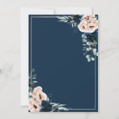 Invitation Dusty Blush Poppy Navy Floral Greenery Mariage (Dos)