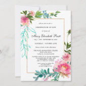 Invitation Dusty Blush rose Floral Célébration de la vie Invi (Devant)