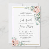Invitation Dusty Blush Rose Poppy Floral Greenery Mariage (Devant)