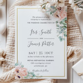 Invitation Dusty Blush Rose Poppy Floral Greenery Mariage