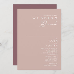 Invitation Dusty Boho Brunch Mariage Rose et violet