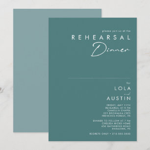 Invitation Dusty Boho   Dîner de répétition vert et bleu