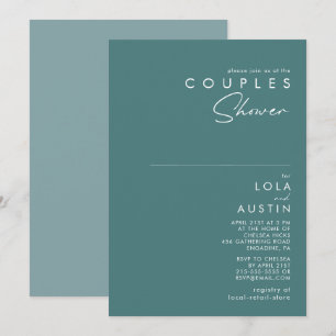 Invitation Dusty Boho Douche Couples Vert et Bleu