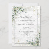 Invitation Dusty Botanical Greenery Gold Photo Mariage (Devant)