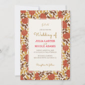 Invitation Dusty Brunt Orange Peony Flowers Mariage de automn (Devant)