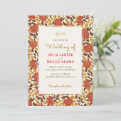 Invitation Dusty Brunt Orange Peony Flowers Mariage de automn (Debout devant)