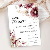 Invitation Dusty Burgundy Mariage Fleur sauvage Enregistrer l