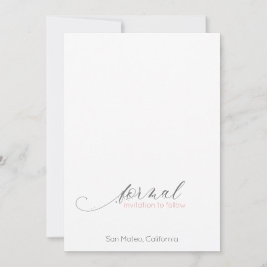 Invitation Dusty Coral Blush Photo moderne Enregistrer la dat (Dos)