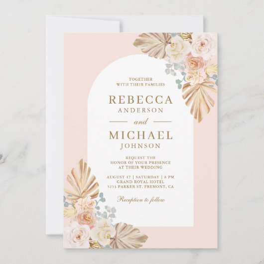 Invitation Dusty Earthy Floral Arch QR Code Mariage photo (Devant)