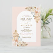 Invitation Dusty Earthy Floral Arch QR Code Mariage photo (Debout devant)