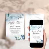 Invitation Dusty Eucalyptus Blue Botanical Lingerie Douche