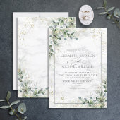 Invitation Dusty Eucalyptus Botanical Gold Green Mariage I