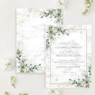 Invitation Dusty Eucalyptus Botanical Gold Greenery Wedding I