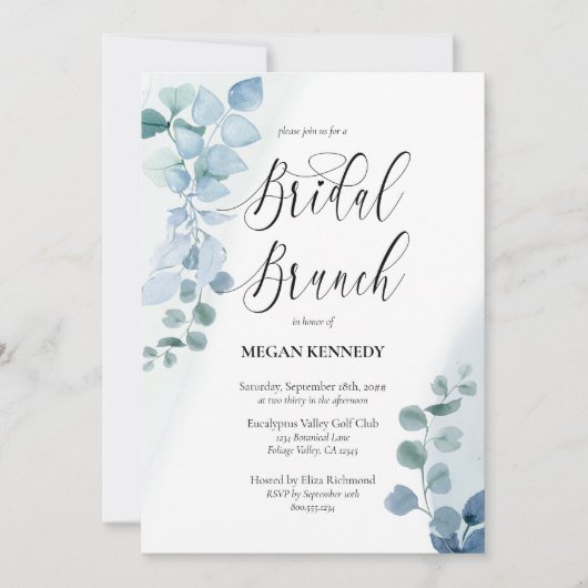 Invitation Dusty Eucalyptus Élégant Brunch nuptial vert (Devant)