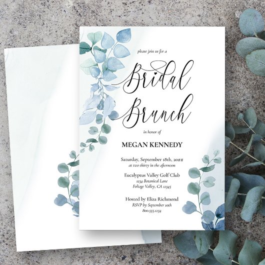 Invitation Dusty Eucalyptus Élégant Brunch nuptial vert