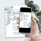 Invitation Dusty Eucalyptus Élégante Fête des mariées verdoya