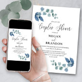 Invitation Dusty Eucalyptus Simple Élégant Couples Douche