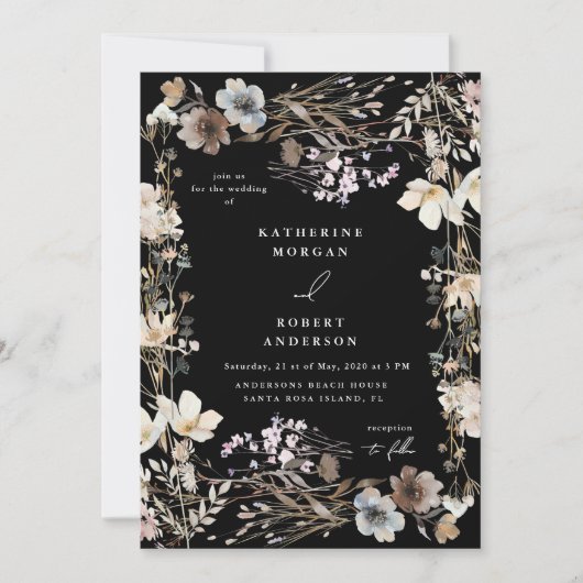 Invitation Dusty Fall Meadow Floral Wedding (Devant)