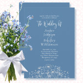 Invitation Dusty Fleur sauvage blanc QR Code Mariage photo