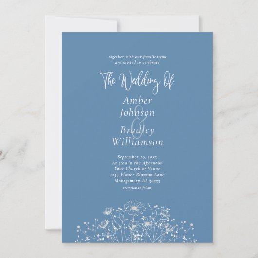 Invitation Dusty Fleur sauvage blanc QR Code Mariage photo (Devant)