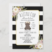 Invitation Dusty Floral Stripe Boho Bear Baby shower (Devant)