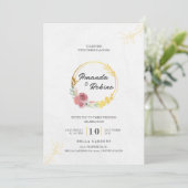 Invitation Dusty Flower Mariage rose et or (Debout devant)