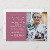 Invitation Dusty Fuchsia Minimal Celebral Life Photo (Devant)