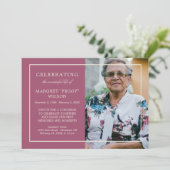 Invitation Dusty Fuchsia Minimal Celebral Life Photo (Debout devant)