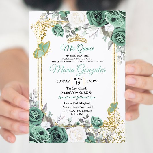 Invitation Dusty Green Charra Quinceanera