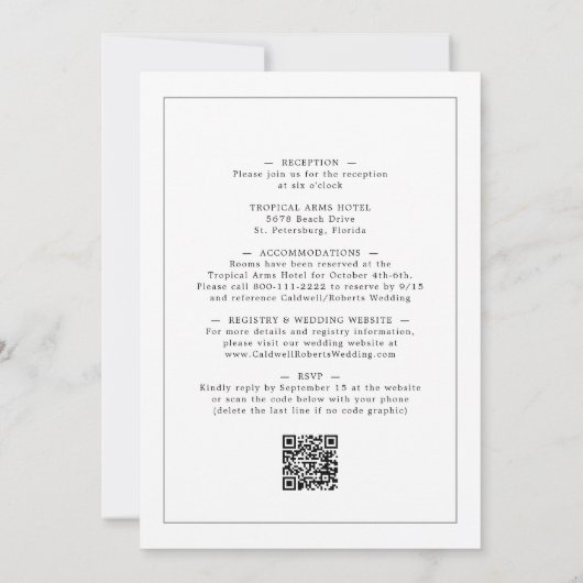 Invitation Dusty Green Eucalyptus tout en un mariage élégant (Dos)