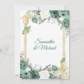 Invitation Dusty Green Floral Gold 50e anniversaire Mariage (Dos)