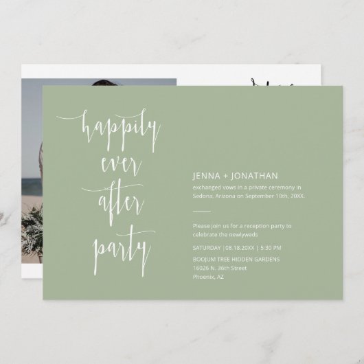 Invitation Dusty Green Heureusement toujours après QR Code Ph (Devant / Derrière)