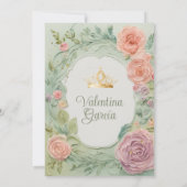 Invitation Dusty Green Quinceañera 15 Anos Fleurs Or (Dos)