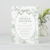 Invitation Dusty Green Sage Floral Toile Bridal Shower (Debout devant)