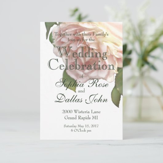 Invitation Dusty Ivory Rose (Debout devant)