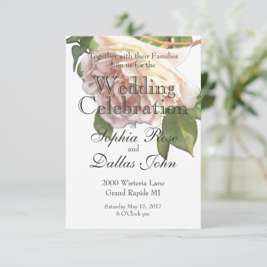 Invitation Dusty Ivory Rose (Debout devant)